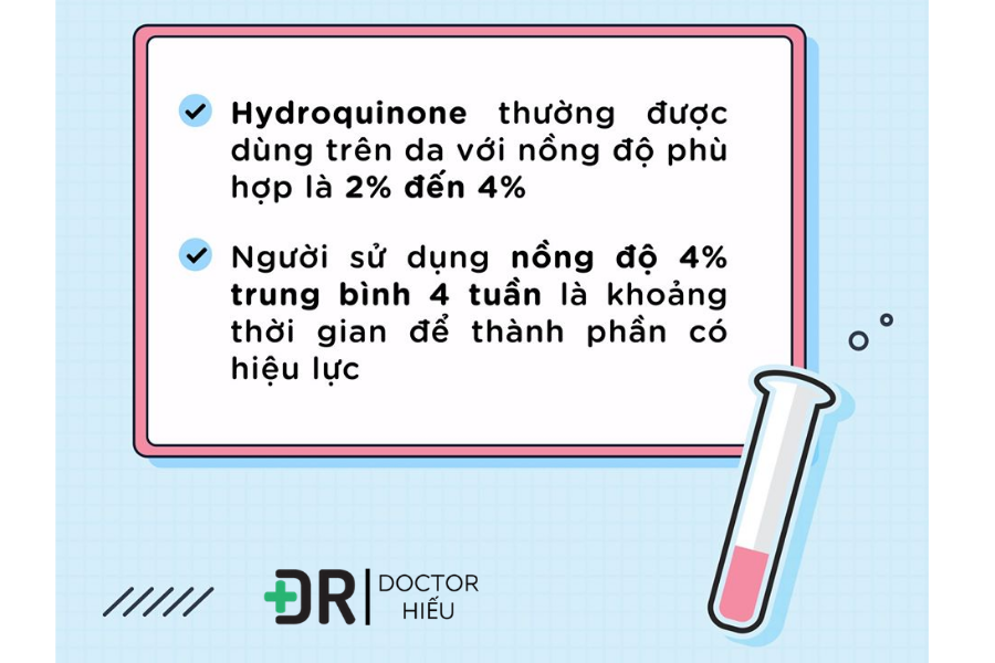 Nồng độ của  Hydroquinone  an toàn cho da